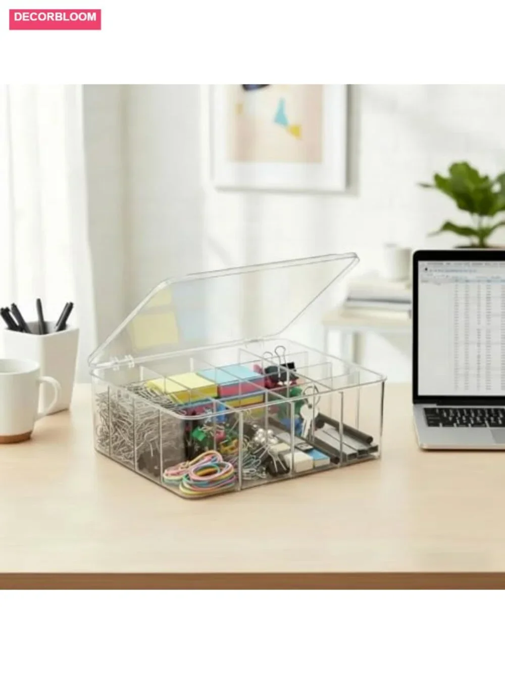 16-Compartment Acrylic Tea Bag Storage Organizer with Lid, Clear, Stackable,